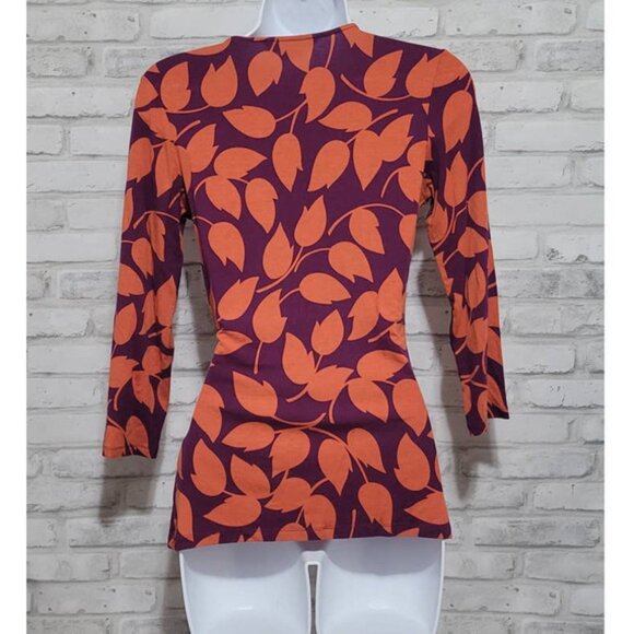 Boden Purple Orange Floral Faux Wrap Blouse Womens 6 - Picture 2 of 4